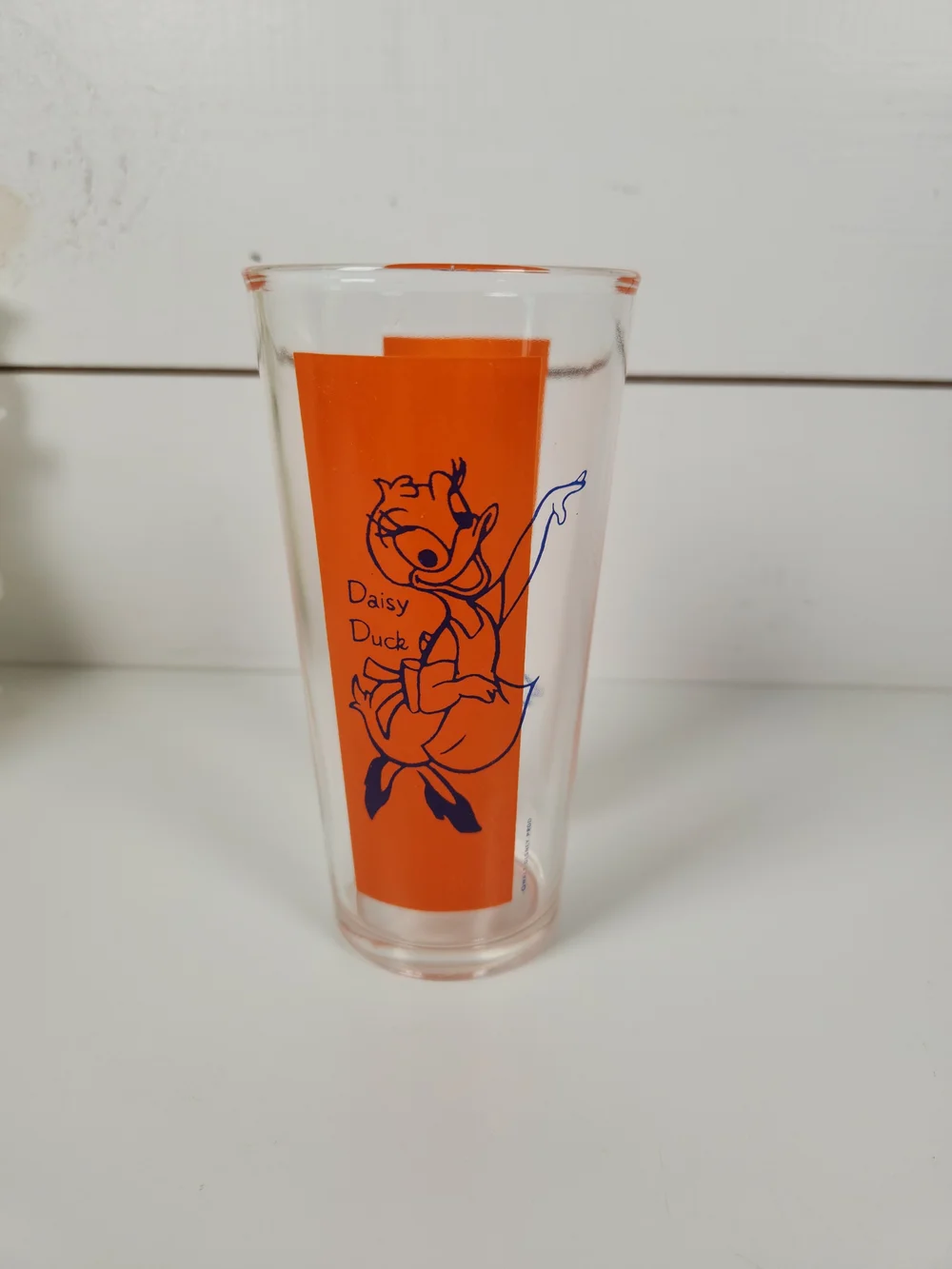 Vintage Donald Duck & Daisy Duck Orange Glass Tumbler | Vintage Walt Disney